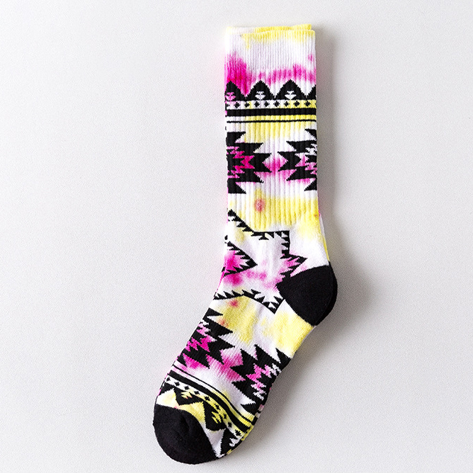 Tie Dye Socks Geometric Tide Crew Socks Terry Skateboard Fashion Cotton Mens Socks